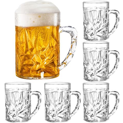 Peohud 6 Pack Plastic Beer Mugs, 20 Oz/ 600ml Freezer Beer Stein ...