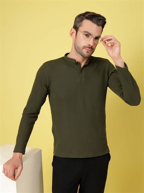 Waffle Knit Chinese Collar T-Shirt – rigoindia