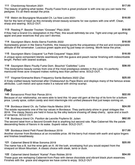 Retail winelist – Bistro 45