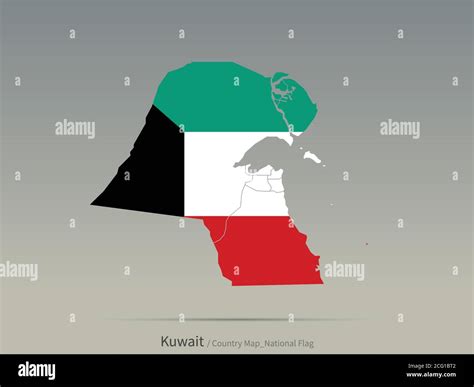 Kuwait Flag Isolated on Map. Middle East countries map and flag Stock Vector Image & Art - Alamy