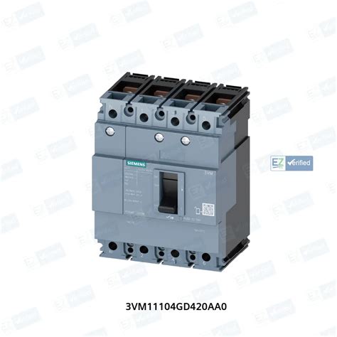 Siemens 3VM11104GD420AA0 MCCB, 100 Amp, 4 Pole, 36 kA, FTFM