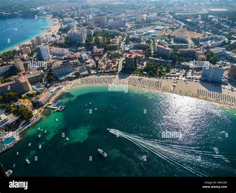 Spain, Mallorca, Palma de Mallorca, Aerial view, beaches and hotels of ...
