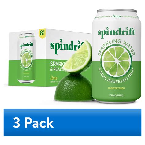 (3 pack) Spindrift Lime Unsweetened Sparkling Water & Real Squeezed ...