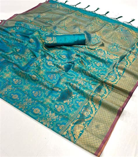 Handloom style Silk Saree with Intricate Weaving and Blouse Piece – Fe ...