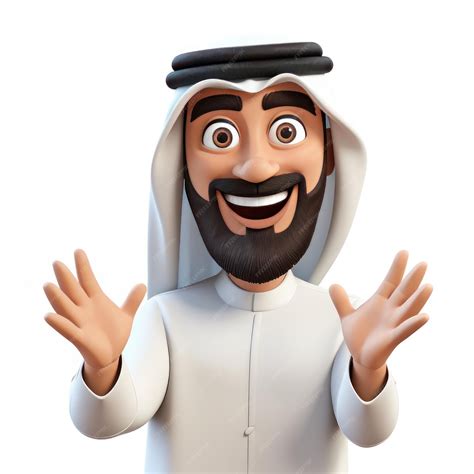 Premium Photo | 3d arabic man hello gesture greet