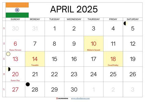 Printable April 2025 Calendar with Holidays