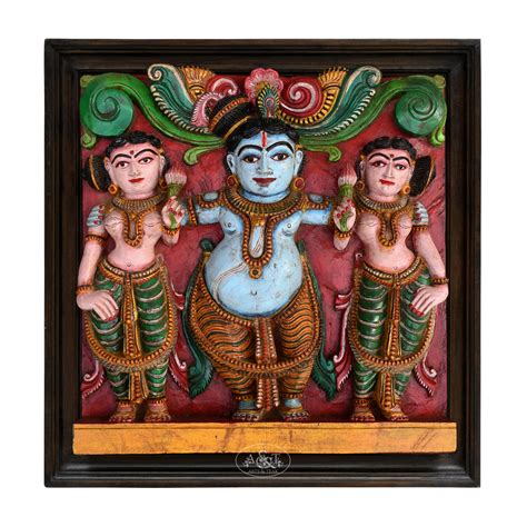 Wooden Krishna with Bama & Rukmini Wall Panel - Rani Arts & Teak – RANI ...