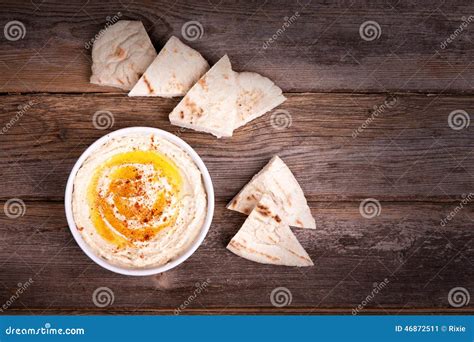 Hummus and pita bread stock image. Image of creamy, olive - 46872511