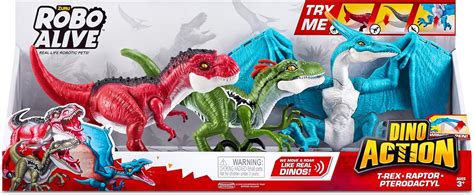 ZURU - Robo Alive - Dino Action Mega Pack 3 Dinos - T-Rex, Raptor ...