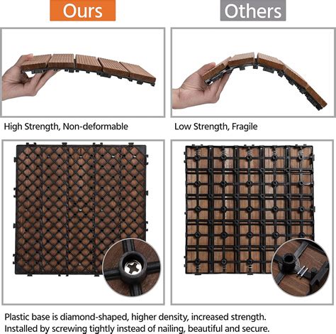 Buy Yaheetech 12 x 12'' Patio Deck Tiles Interlocking Wood Floor Tiles ...