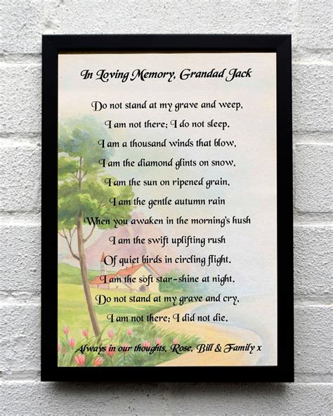Do Not Stand at My Grave and Weep Memorial/funeral Poem, A4 ...