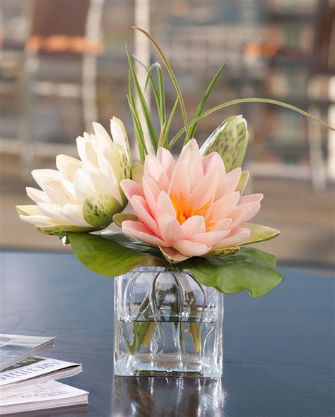 Lotus Blossom & Lily PadSilk Flower Arrangement | Artificial flower ...