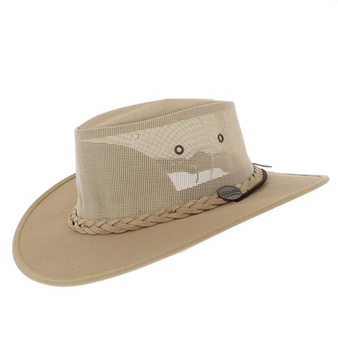 Barmah Canvas Drover Airflow Hat In Beige - The Hat Company