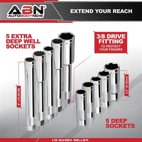 Extra Long Deep Well Sockets 1.45 Goodyear 3/8" Dr. 13mm Deep Socket