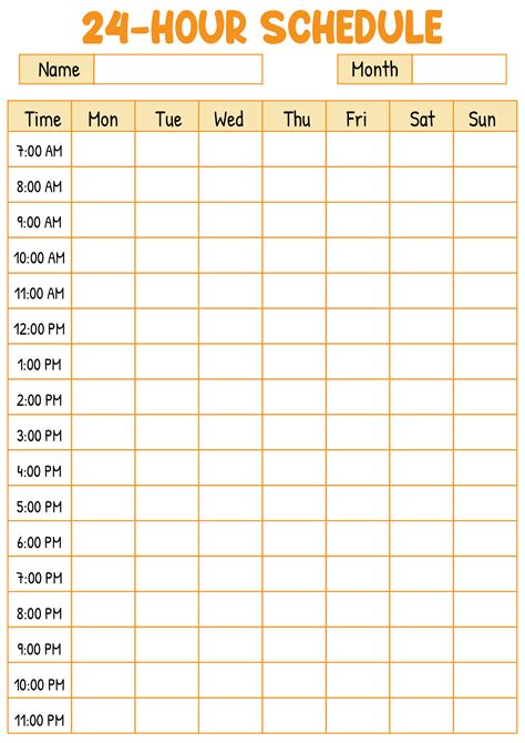 Free Printable Time Schedule 的图像结果