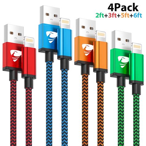 XUDUO iPhone Charging Cord, 4 Pack (2/3/5/6ft) Mfi Certified, Durable ...