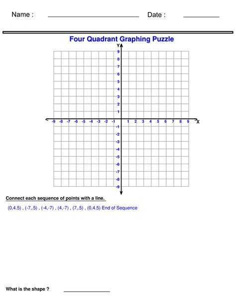 Four Quadrant Graphing Pictures Worksheets