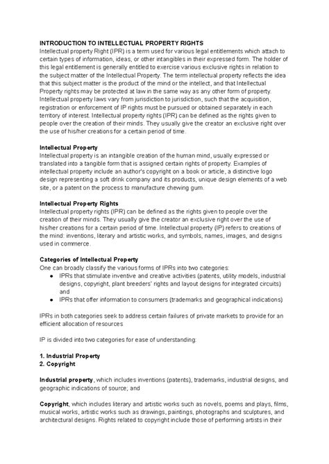 IPR UNIT-1: Comprehensive Overview of Intellectual Property Rights ...