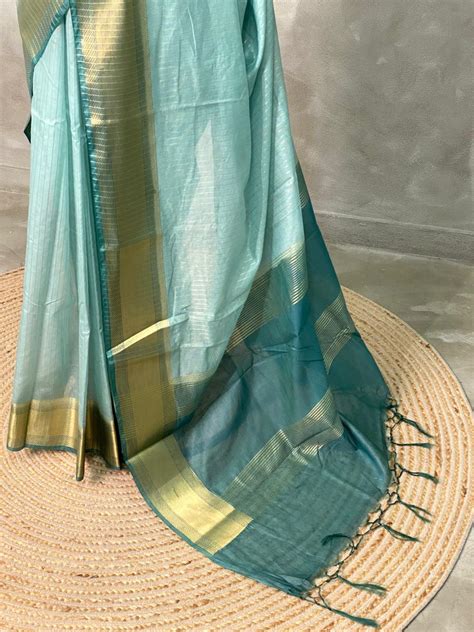 Aqua blue semi Banarasi saree -MPS18– Prakrithi By Ramya