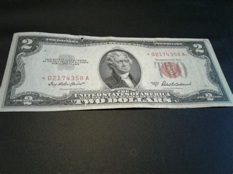 Series A 1953 $2 RED SEAL TWO DOLLAR BILL CIRCULATED STAR NOTE/ SN ...