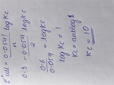 For a cell involving two electron change E^°=0.3V at 25^°c then ...