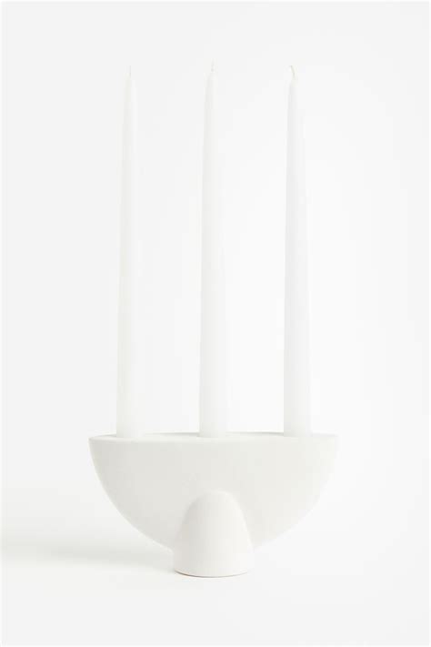 Large stoneware candelabra - White - Home All | H&M IN