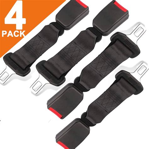 PHANCIR 4 Pack Adjustable Seat Belt Extender for Cars & Airplanes, 10.2-inch Universal Buckle ...