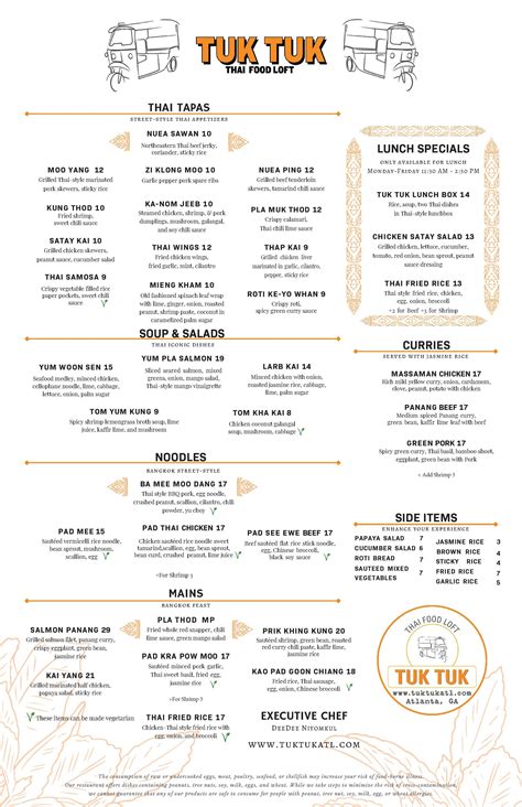 MENU — Tuk Tuk Thai Food Loft | Atlanta