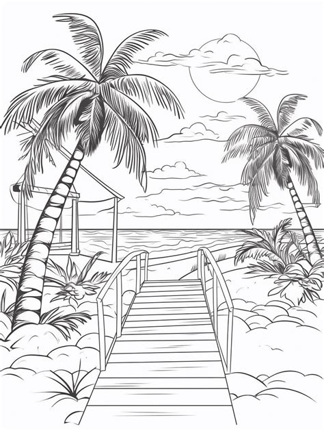 Beach Coloring Page - MIT Printable