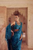 Buy Ophelia Teal Hand Embroidered Saree | Rouje