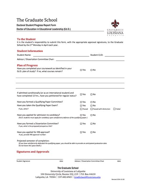 Fillable Online gradschool louisiana The Graduate School - Graduate ...