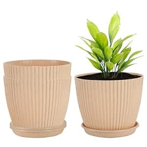 Kuber Industries 3 Pcs Flower Pots for Garden with Tray & Planters for ...