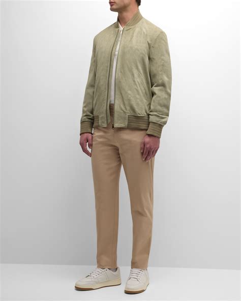 Paul Smith Men's Suede Full-Zip Bomber Jacket | Neiman Marcus