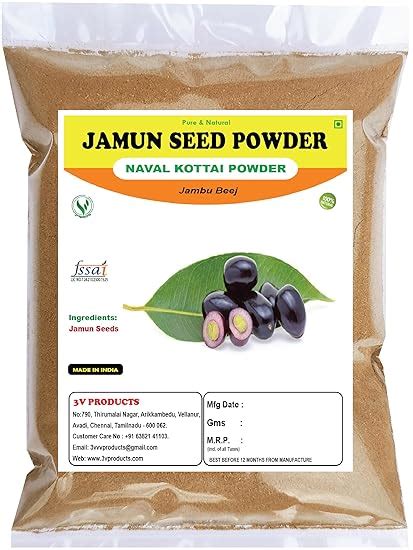 3V PRODUCTS Naval Kottai Powder 100g | Jamun Seed | Neredu Ginjalu ...