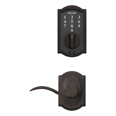 Schlage Touch Camelot Aged Bronze Electronic Deadbolt and Handleset ...
