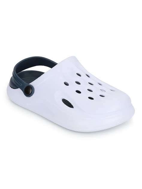 White Blue Stylish Slip-On Clogs For Kids-Unisex | Truffle Collection India