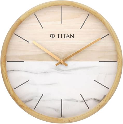 Titan Contemporary Wooden Clock with Wood & Stone Textures on The dial ...