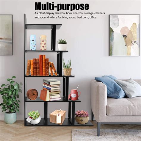 Buy Qinlorgo Modern 5-Tier Bookshelf Industrial Tall Open Wall Corner ...