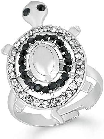 Mahi Contemporary Alloy and Crystal Tortoise Ring for Women & Girls ...