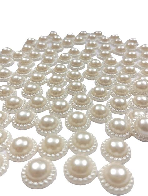 ZILZON® Half Cut Pearls Round Flower Shape for Craft Material, Dress ...