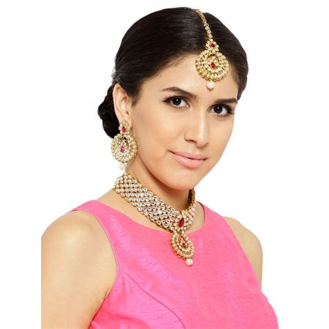 Buy Zaveri Pearls Traditional Kundan & Pearls Bridal Necklace, Earring ...