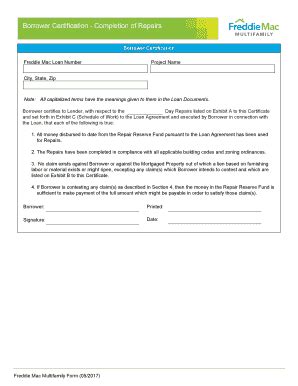 Fillable Online Borrower Certification - Completion of Repairs Fax ...