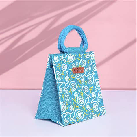 All Over Print Zipper Jute Lunch Bag