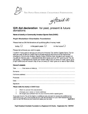 Image result for Downloadable Gift Aid Form