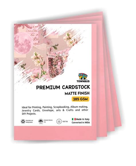 TOWNBUS - A4-PINK | Pack of 50 | 285 gsm color Cardstock Paper | For ...