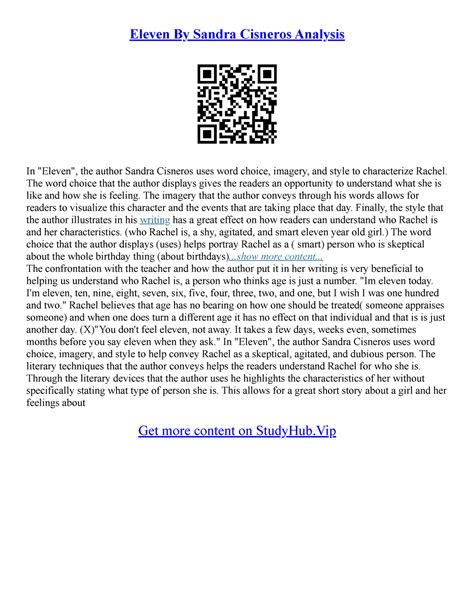 Eleven By Sandra Cisneros Essay - Eleven By Sandra Cisneros Analysis In ...