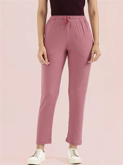 Mauve Drop Needle Fabric Casual Rib Pant – Go Colors India