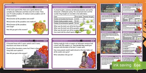 Halloween Maths Problem-Solving Challenge Cards - Twinkl
