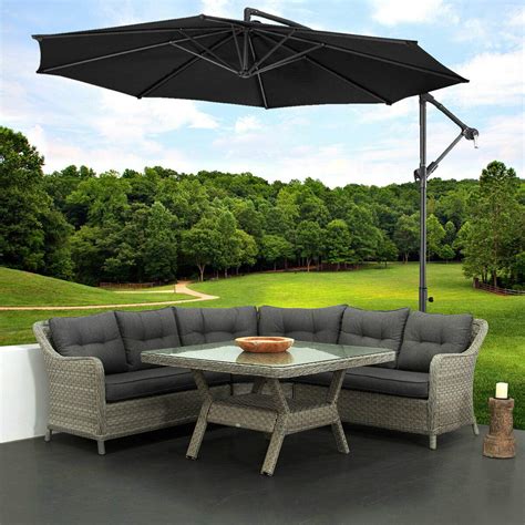 Giantex 10ft Offset Patio Umbrella with 8 Ribs, Outdoor Hanging Market ...