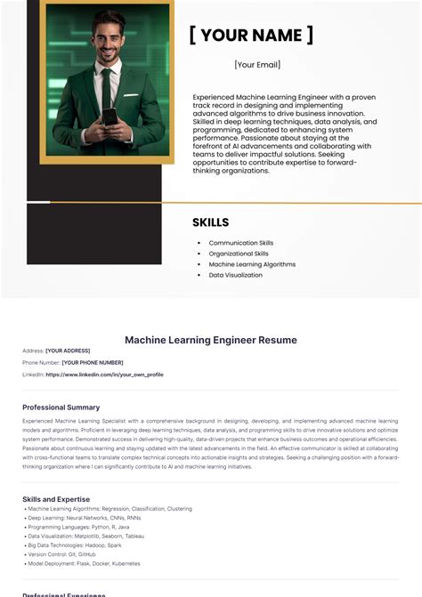 Free Machine Learning Engineer Resume Template to Edit Online
